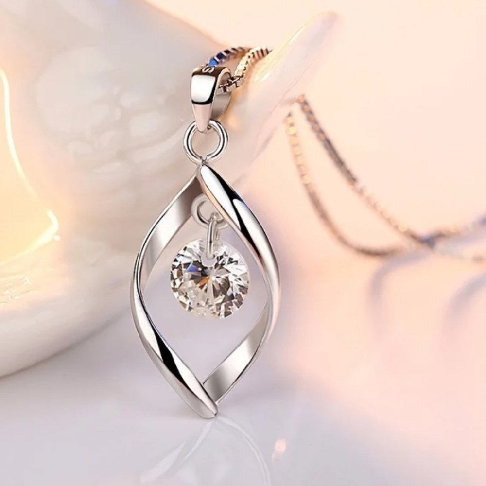 ❤️ Earrings And Necklace Tear Drop Woman 925 Sterling Silver Pendant Set Day - Picture 3 of 9